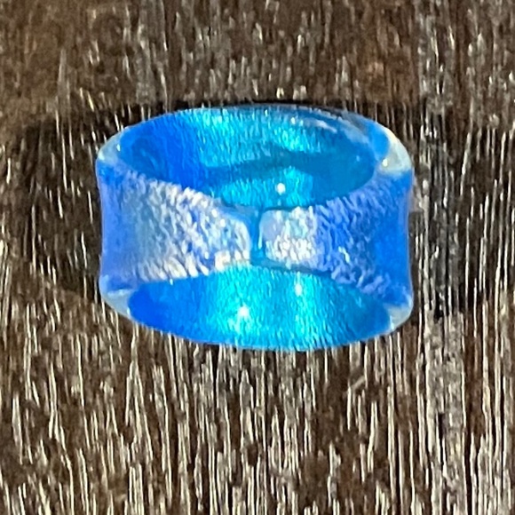 Glass Teal and Silver Ring - Picture 2 of 5